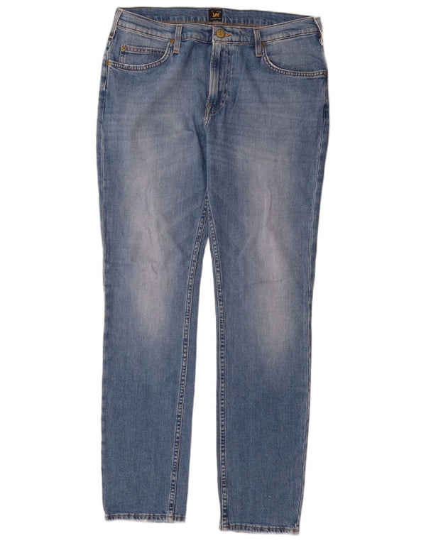 Lee Mens Rider Slim Jeans W34 L32 Azul Algodão