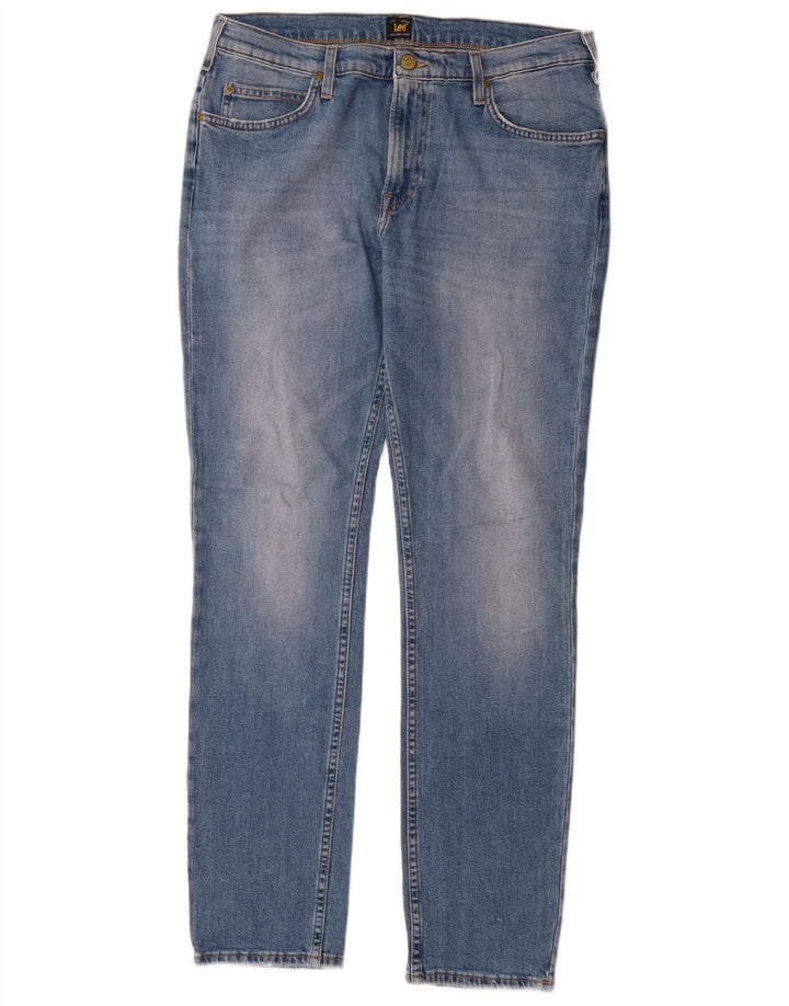 Lee Mens Rider Slim Jeans W34 L32 Azul Algodão