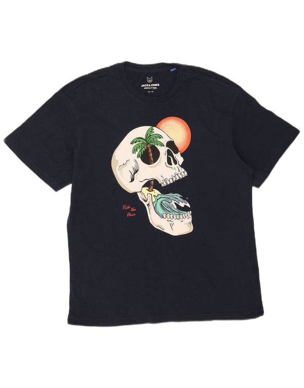 Camiseta gráfica JACK & JONES para meninos 15-16 anos algodão azul marinho