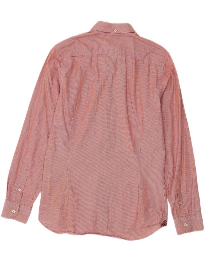 Camisa masculina Ted Baker tamanho 2 pequena listra vermelha de algodão