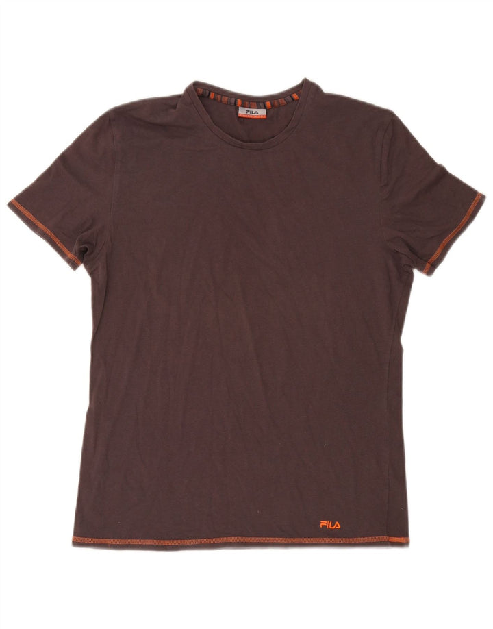 Camiseta feminina Fila UK 14 algodão marrom médio