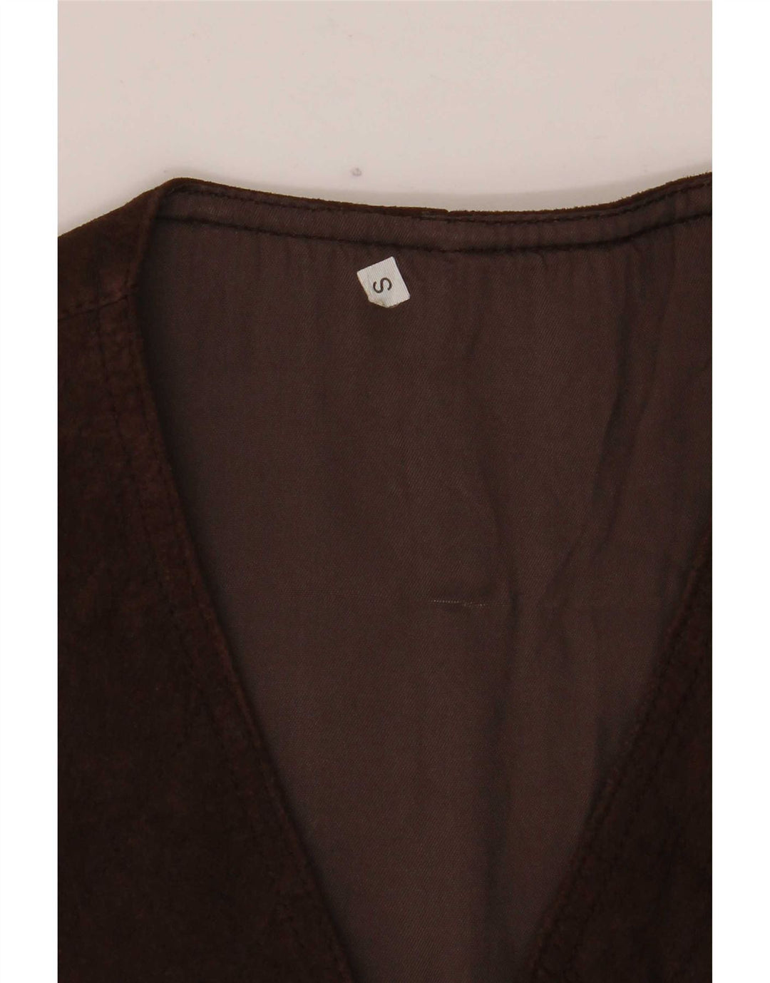 Colete vintage masculino de camurça pequeno marrom