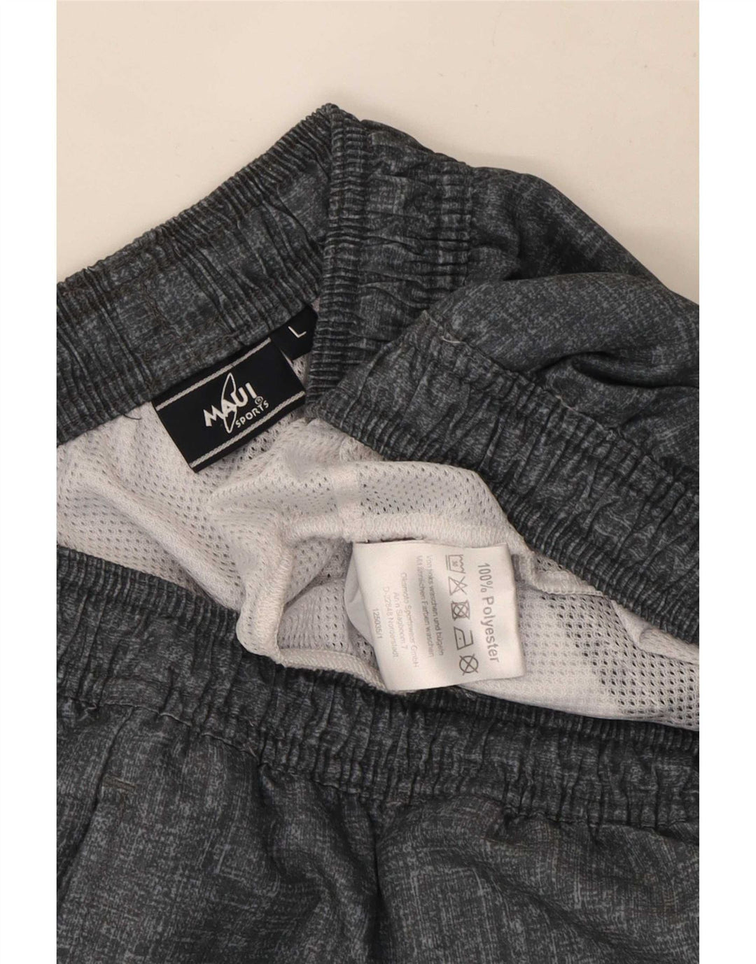 Shorts esportivos masculinos vintage grande poliéster cinza