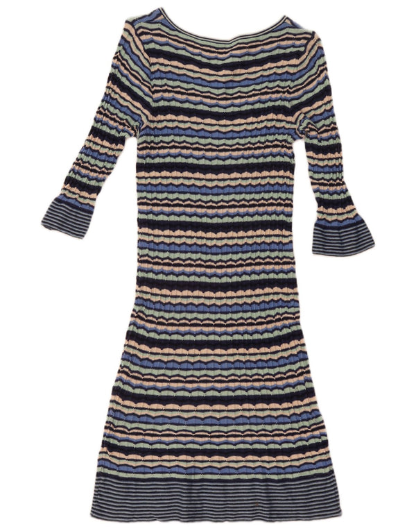Vestido feminino Oasis manga 3/4 UK 12 médio listrado multicolorido