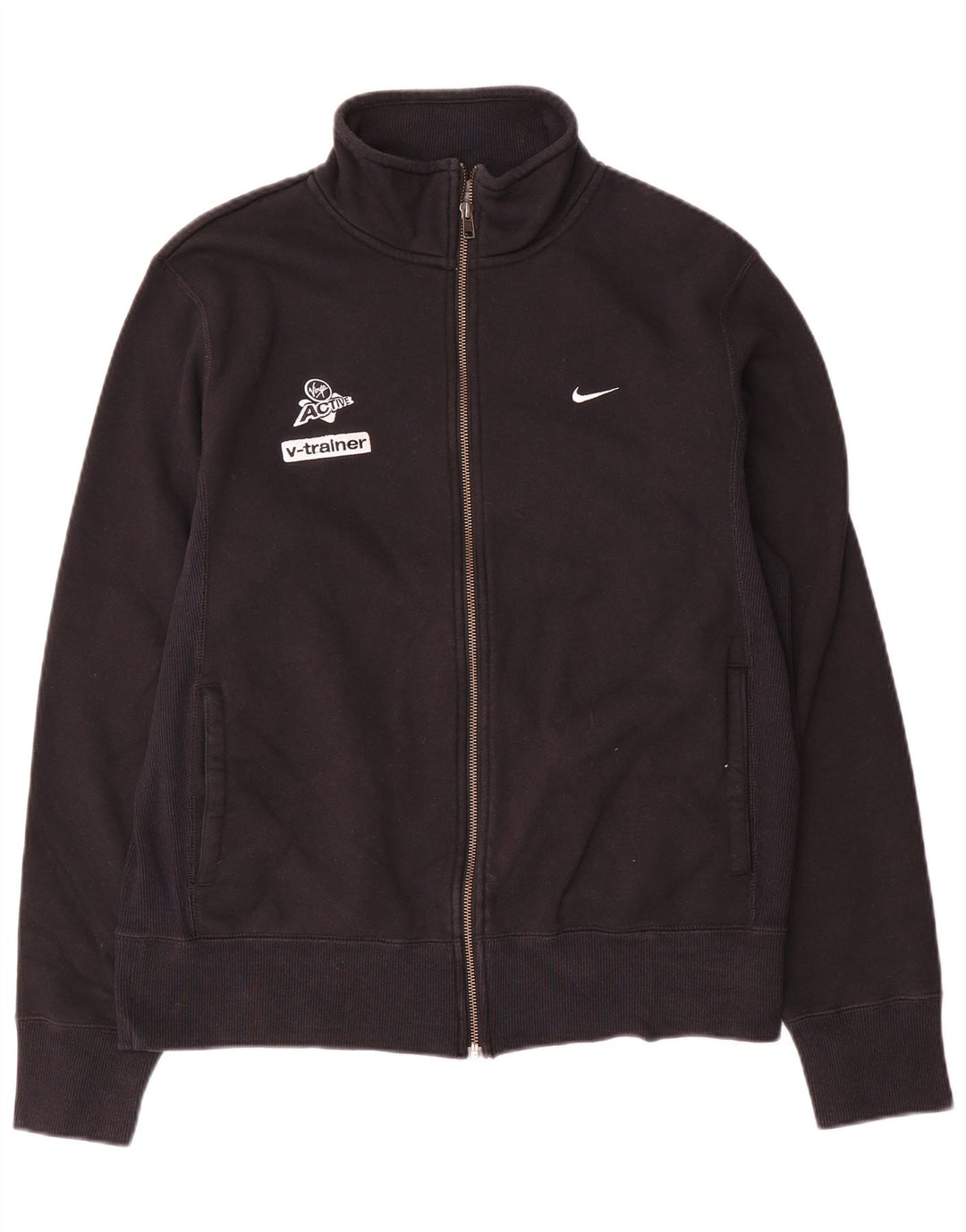 Nike Mens Graphic Tracksuit Top Jacket UK 38/40 Médio Algodão Preto
