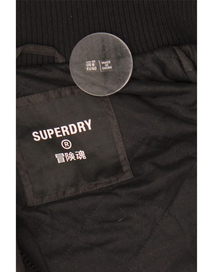 Jaqueta corta-vento feminina Superdry com capuz UK 12 médio preto