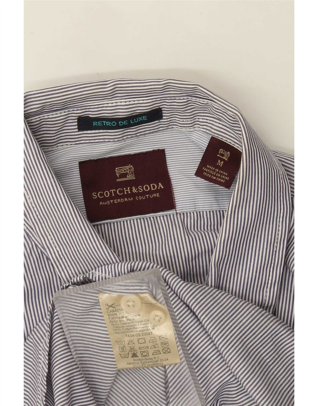 Camisa masculina Scotch & Soda de algodão listrado azul marinho médio