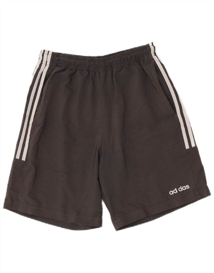 Shorts esportivos masculinos Adidas poliéster cinza médio