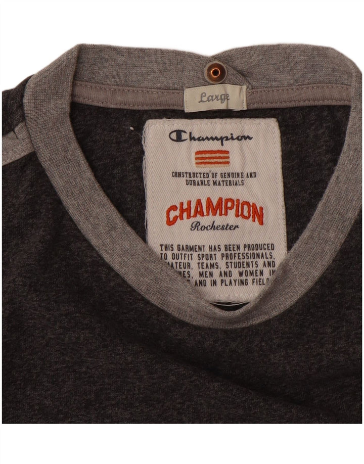 Camiseta masculina estampada Champion grande algodão cinza