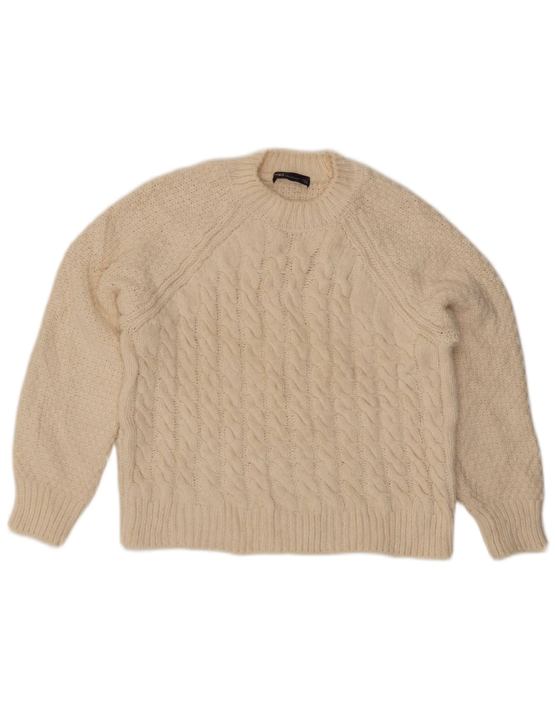 Suéter feminino Marks & Spencer com gola redonda UK 10 pequeno off white