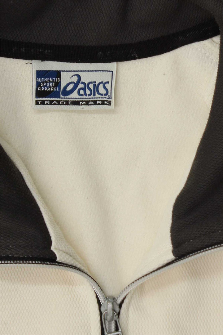 ASICS Womens Tracksuit Top Jacket UK 16 Grande bloco colorido branco