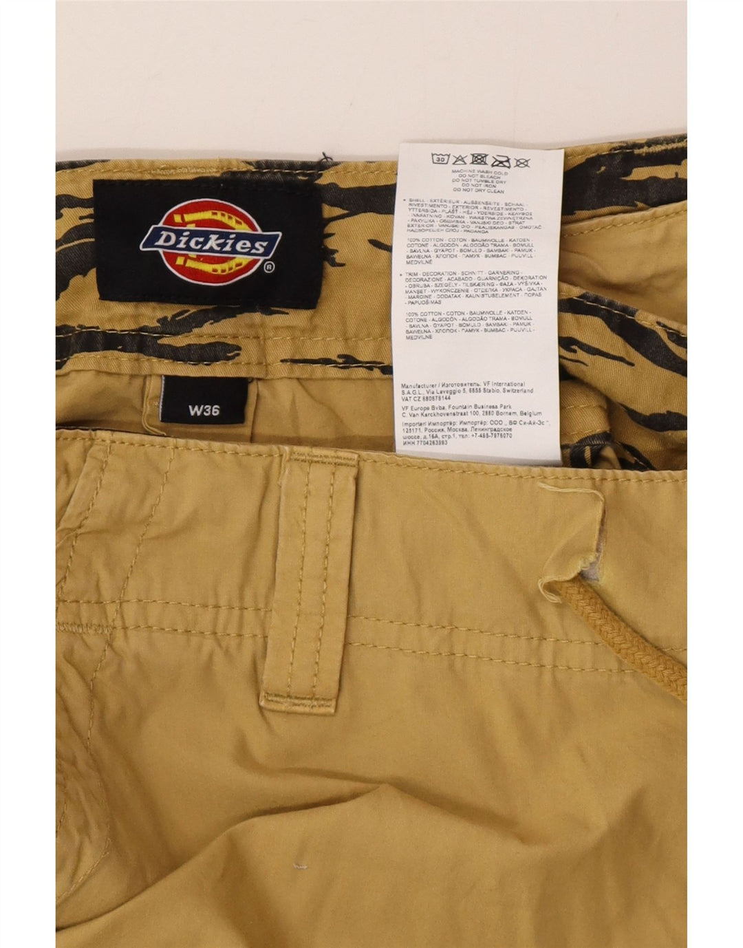 Calças cargo retas masculinas Dickies W36 L28 algodão bege