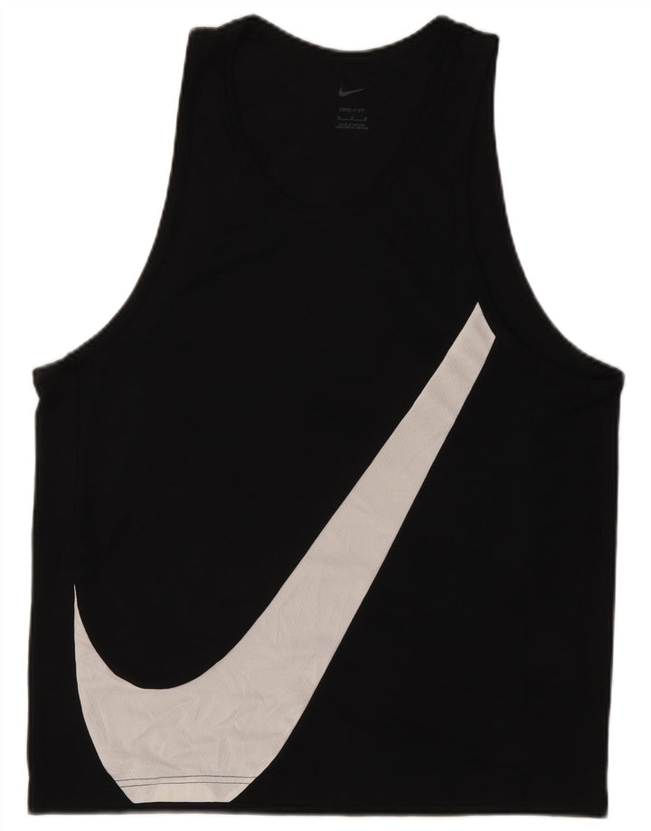 Colete gráfico Nike masculino Dri Fit Top médio preto poliéster