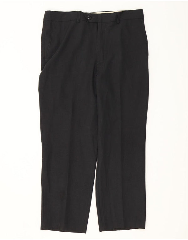 Calça masculina de terno reto Farah W36 L28 poliéster preto