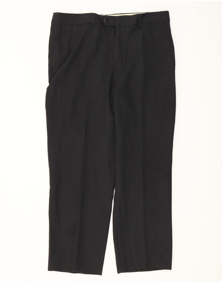 Calça masculina de terno reto Farah W36 L28 poliéster preto