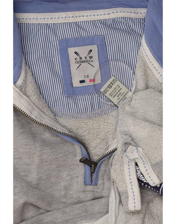 CREW CLOTHING Womens Zip Neck Sweatshirt Jumper UK 12 Medium  Grey Cotton Vintage Crew Clothing and Second-Hand Crew Clothing from Messina Hembry 