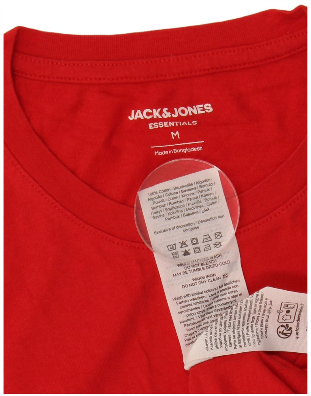 Camiseta gráfica masculina Jack & Jones Top médio algodão vermelho