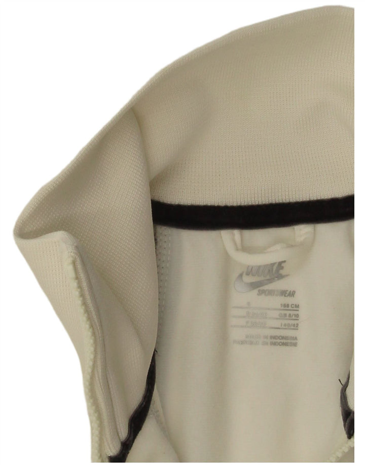Nike Womens Tracksuit Top Jacket UK 8/10 Pequeno Poliéster Branco