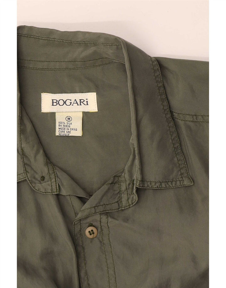 Camisa masculina de manga curta Bogari seda cáqui média