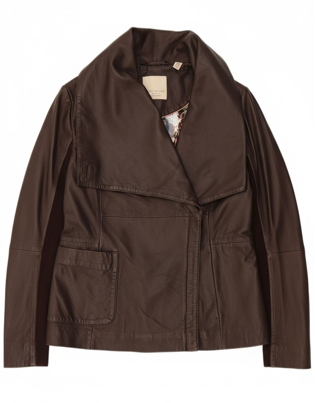 Jaqueta de couro feminina TED BAKER tamanho 4 grande couro marrom