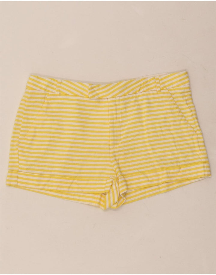 Calça quente feminina Zara pequena W26 viscose listrada amarela
