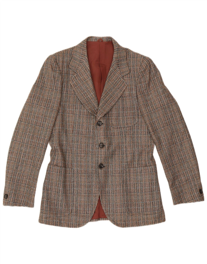 Jaqueta blazer masculina vintage com 3 botões IT 46 Small Brown Houndstooth