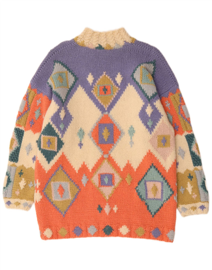 Suéter feminino Paco Longline com gola tartaruga Reino Unido 10 pequeno multicolorido N