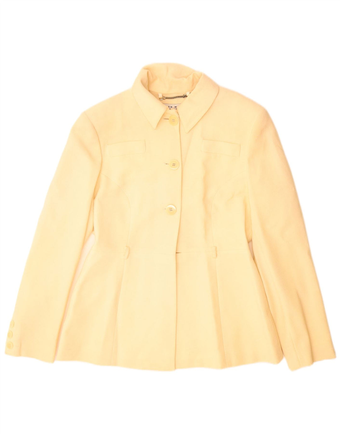 Jaqueta blazer feminina Karen Millen com 3 botões Reino Unido 14 bege médio lã nova