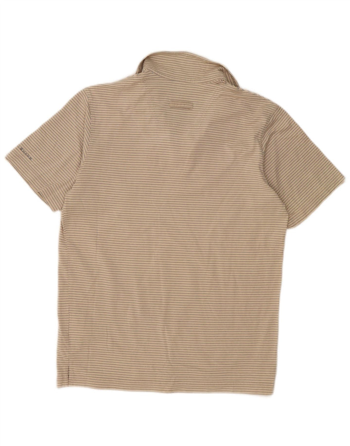 Camisa polo masculina Columbia médio bege listrado algodão
