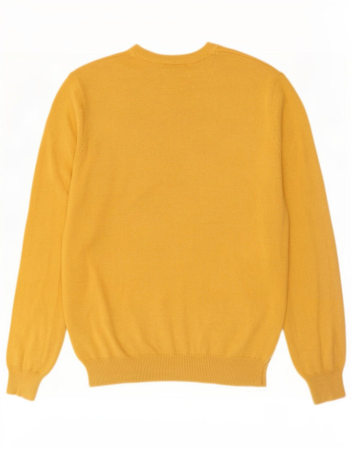 Suéter masculino Marks & Spencer com decote em V de algodão amarelo médio