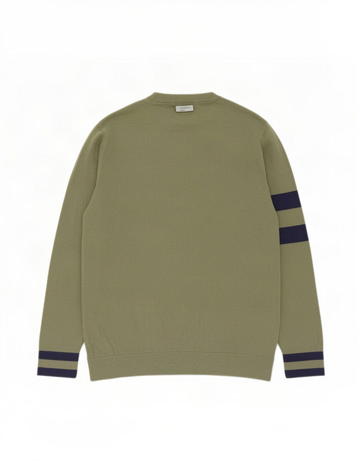 Suéter masculino Puma com decote em V verde médio colorblock