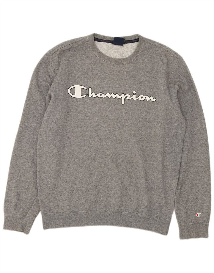 Champion moletom masculino gráfico jumper pequeno algodão manchado cinza