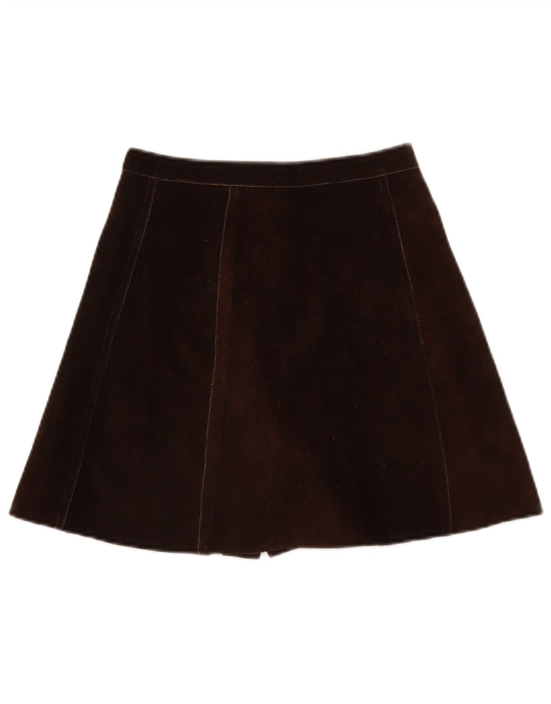 Mini saia feminina vintage de camurça W26 pequena marrom