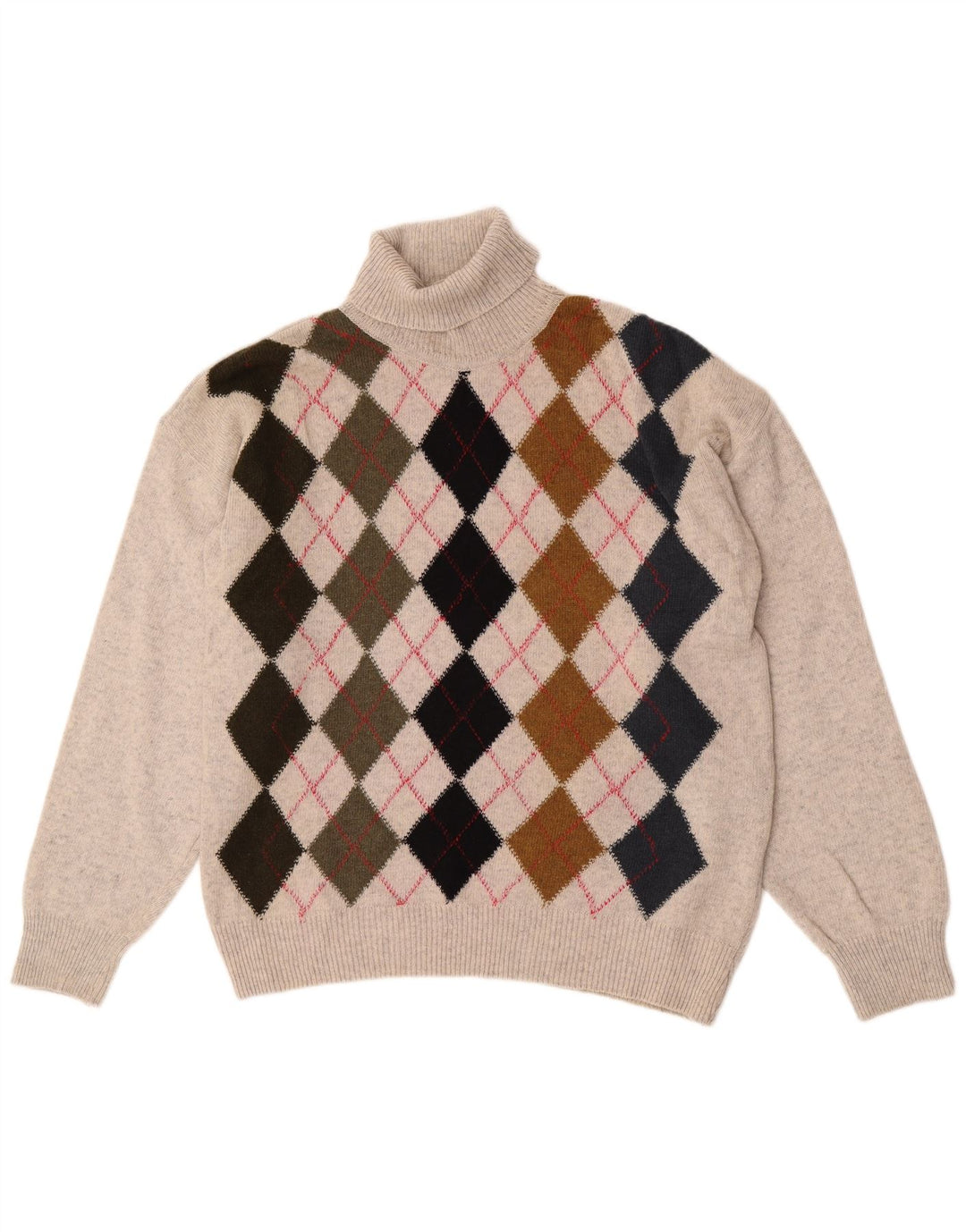 Tom Tino Suéter masculino com gola redonda IT 50 Cinza Médio Argyle/Diamante