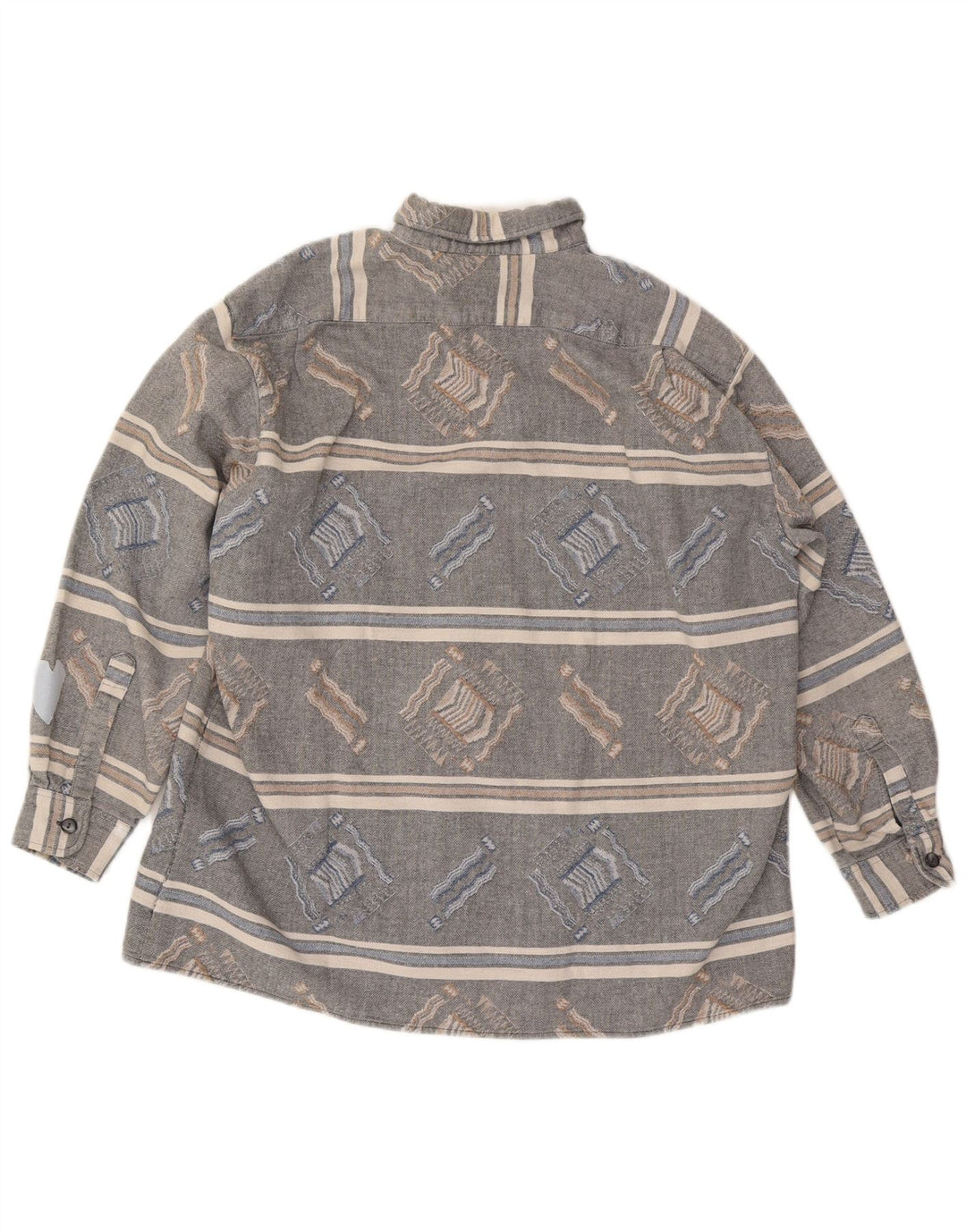 Camisa masculina vintage de flanela grande listrada cinza