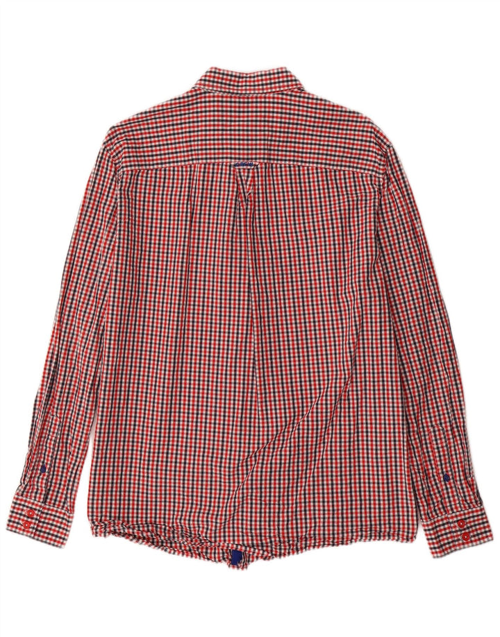 Crew Clothing Camisa masculina clássica de ajuste grande algodão vermelho guingão