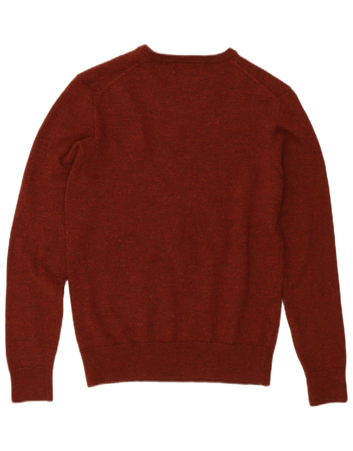 Suéter feminino ZARA com decote em V, Reino Unido 12 lã marrom médio