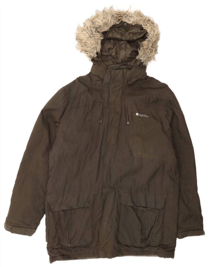 Jaqueta Parka masculina com capuz Mountain Warehouse Reino Unido 38 nylon marrom médio