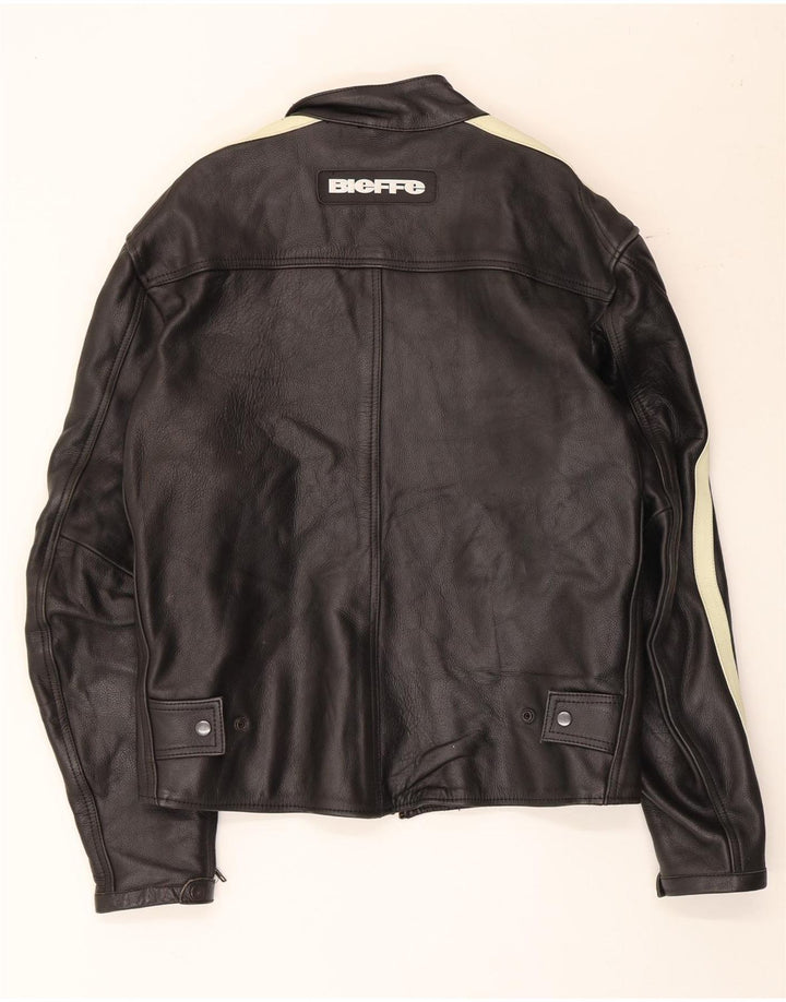 Jaqueta de corrida masculina vintage UK 38 couro preto médio