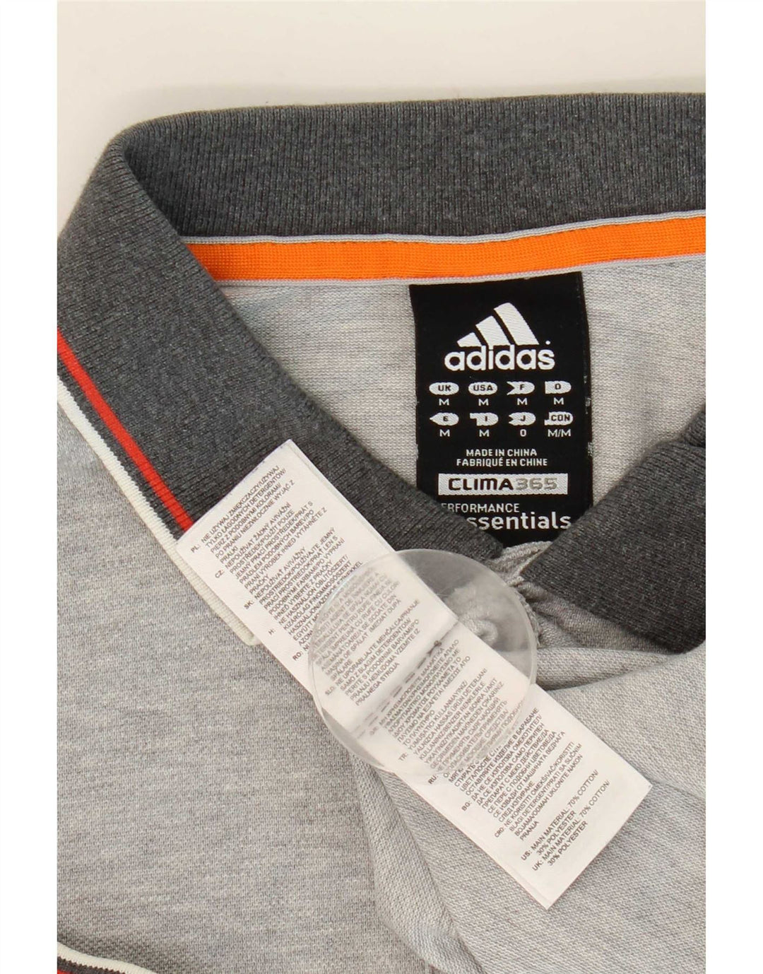Adidas Masculino Clima 365 Polo Camisa Cinza Médio Algodão