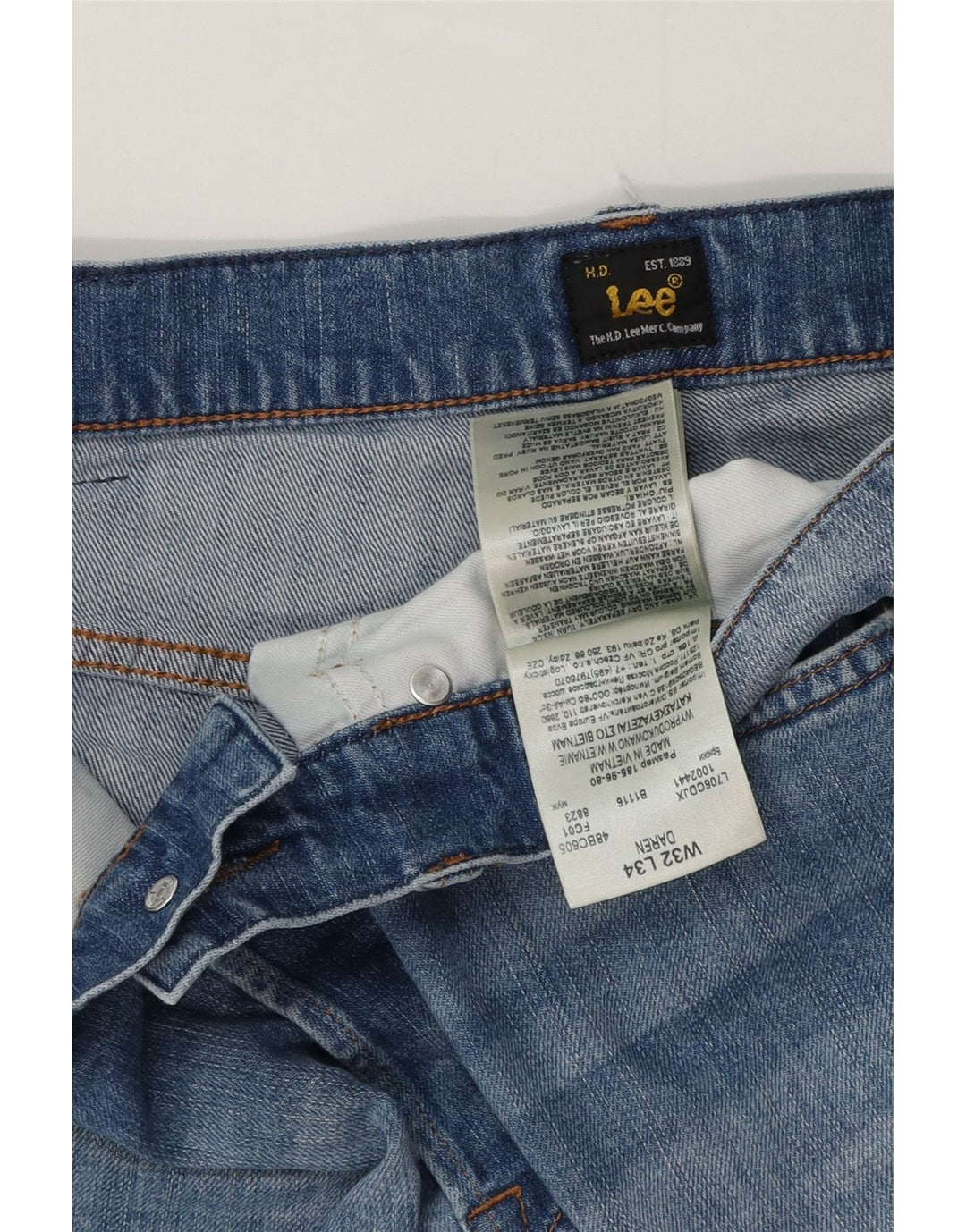 Lee Mens Daren Straight Jeans W32 L34 Azul Algodão