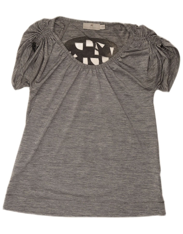 Adidas Womens Stella McCartney Graphic Tunic Top EU 36 Pequeno Cinza Poliéster