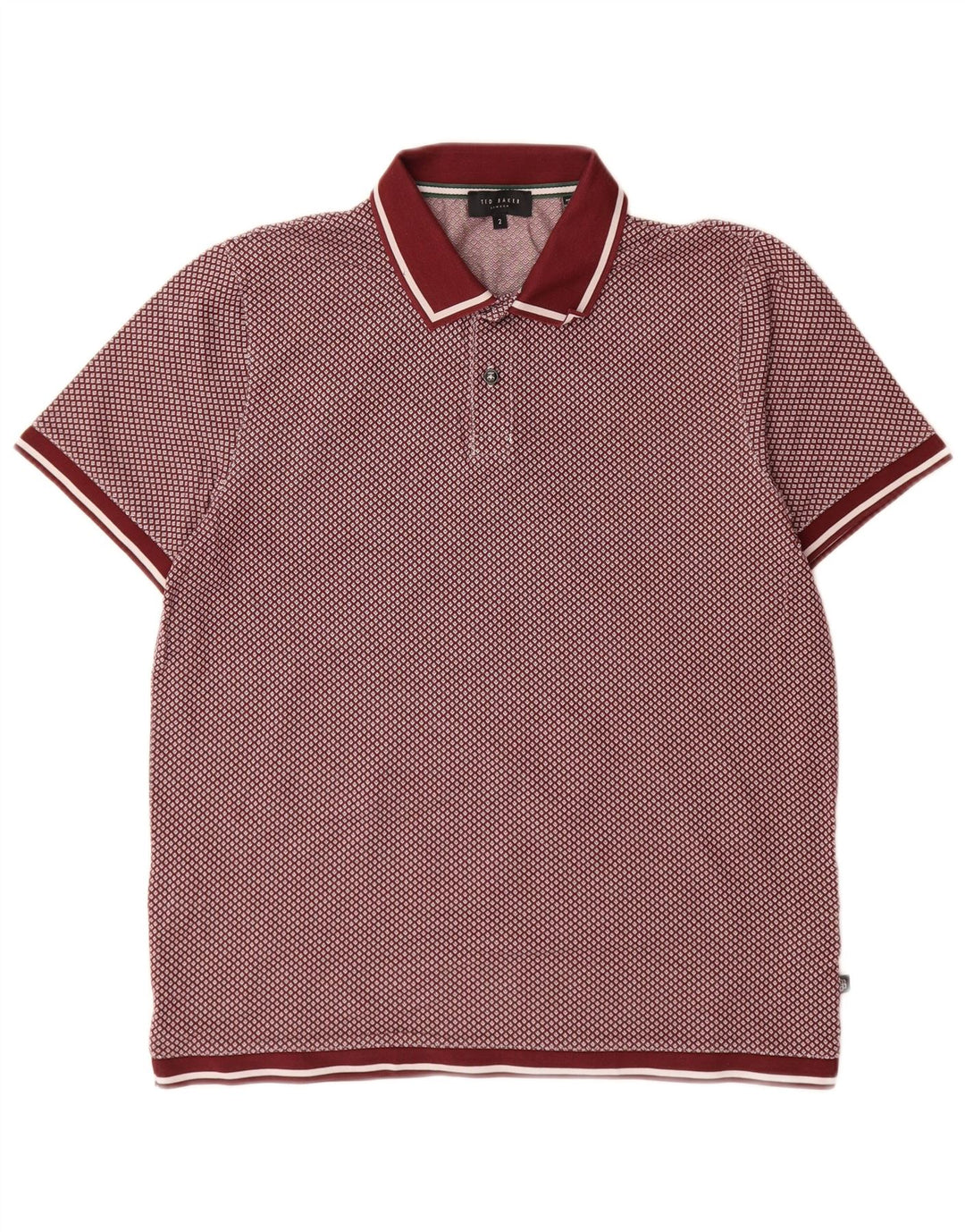 Camisa polo masculina Ted Baker tamanho 2 pequena algodão manchado cor de vinho