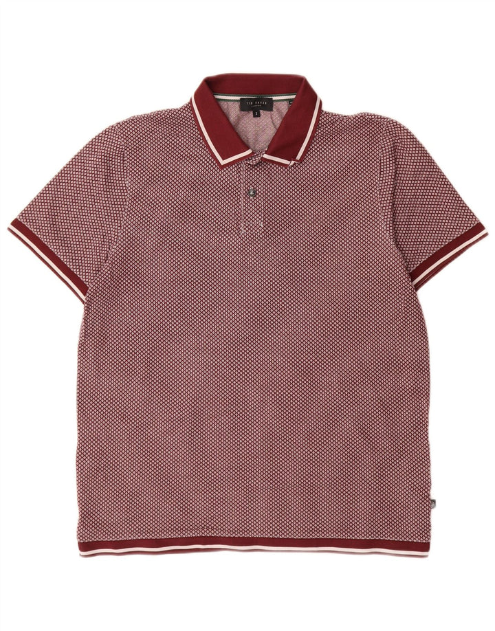 Camisa polo masculina Ted Baker tamanho 2 pequena algodão manchado cor de vinho