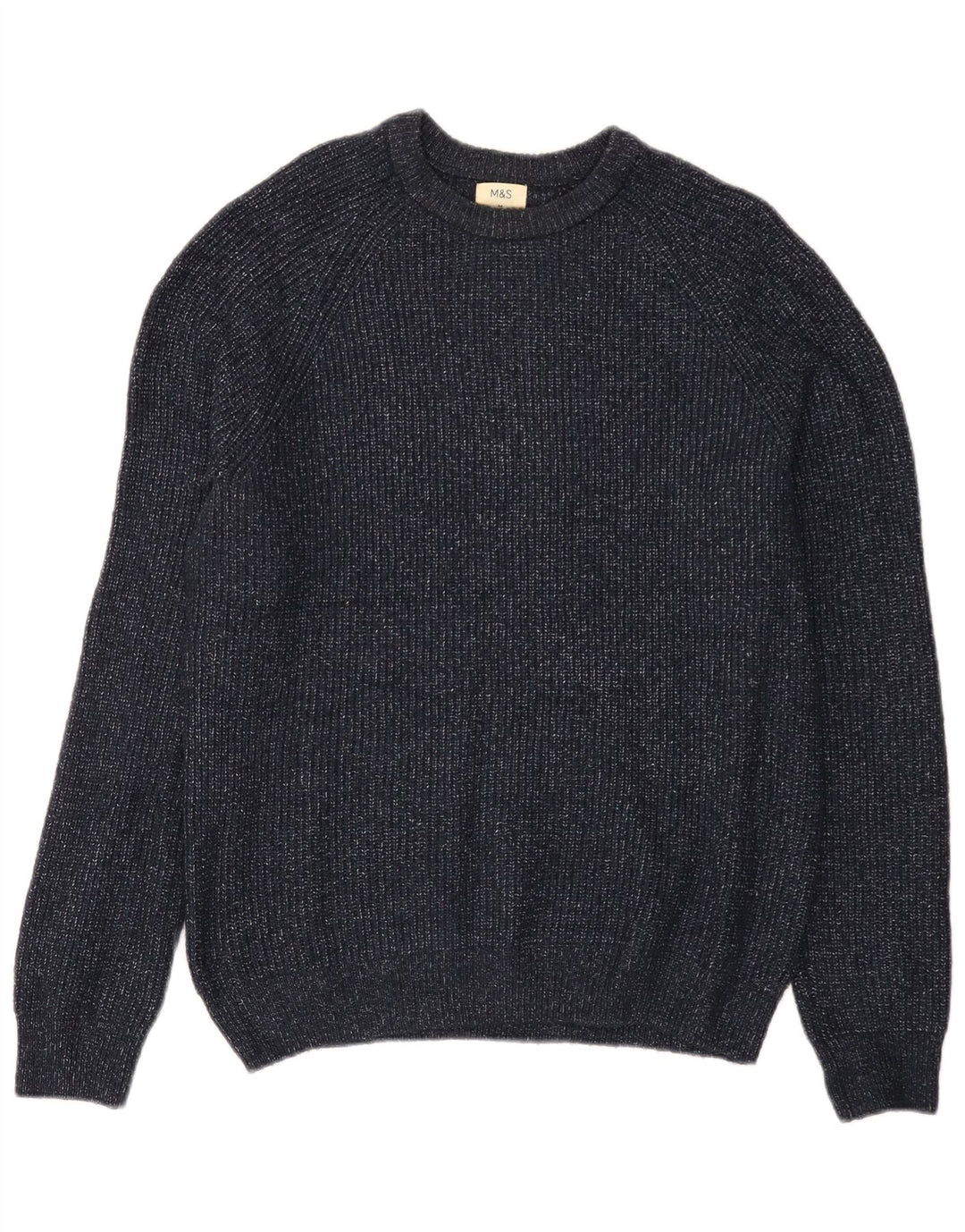Suéter masculino Marks & Spencer com gola canoa médio azul marinho salpicado