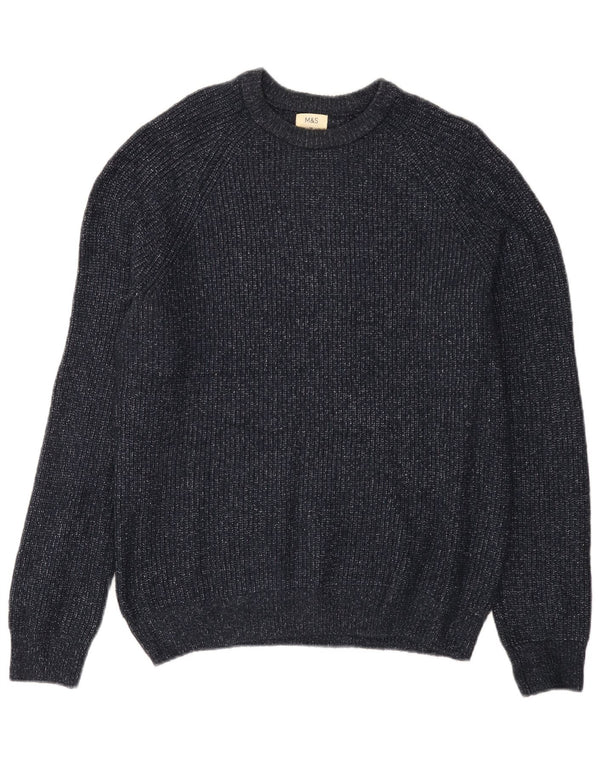 Suéter masculino Marks & Spencer com gola canoa médio azul marinho salpicado