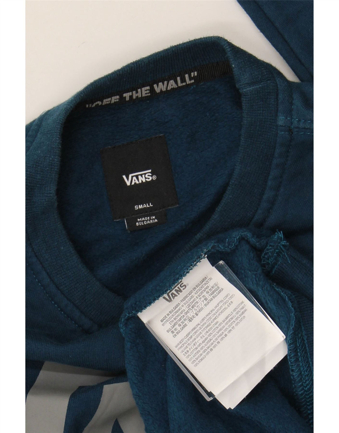 VANS Mens Graphic Moletom Jumper Pequeno Azul Algodão