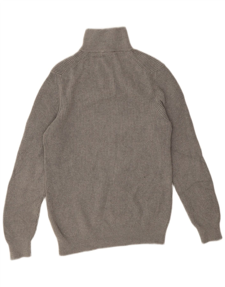 Zara Suéter masculino com zíper e gola em algodão cinza médio