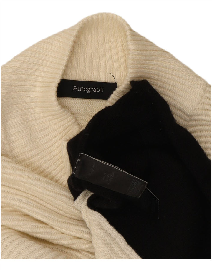 Suéter feminino Marks & Spencer com gola tartaruga Reino Unido 12 médio off white