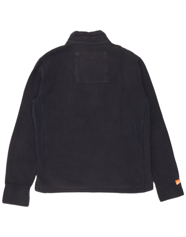 Suéter masculino Superdry com gola redonda e botão gráfico grande algodão azul marinho